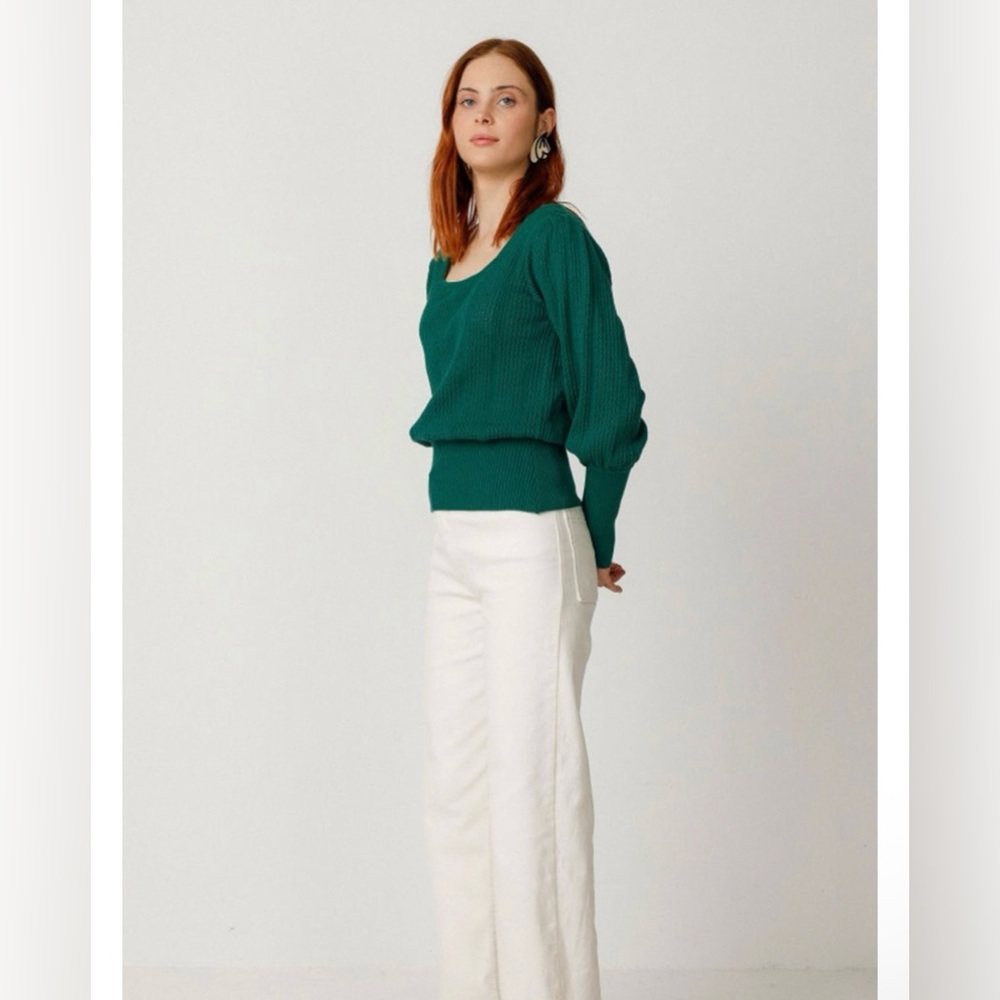 NWT SKFK Dudea Gots Organic Cotton Basil Green Sweater EU 40 | US 6 - Picture 2 of 11